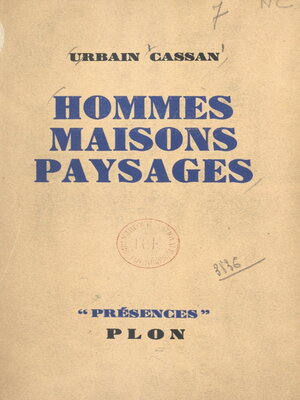 cover image of Hommes, maisons, paysages